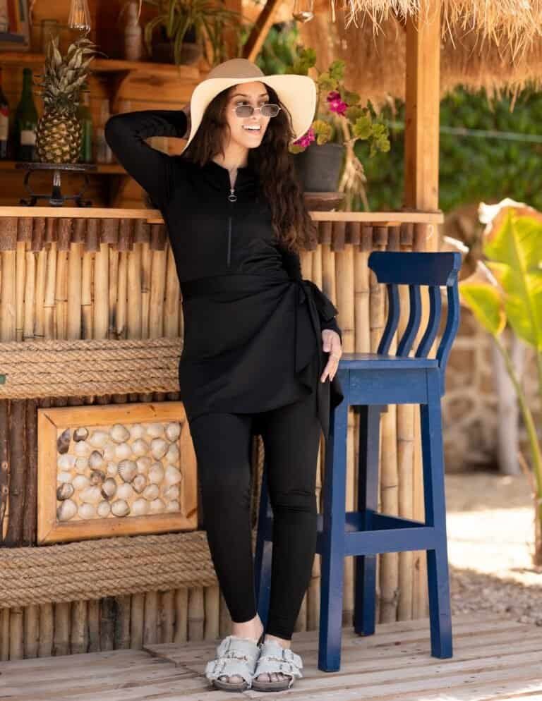 Lilya Black Pearl burkini at the beach bar
