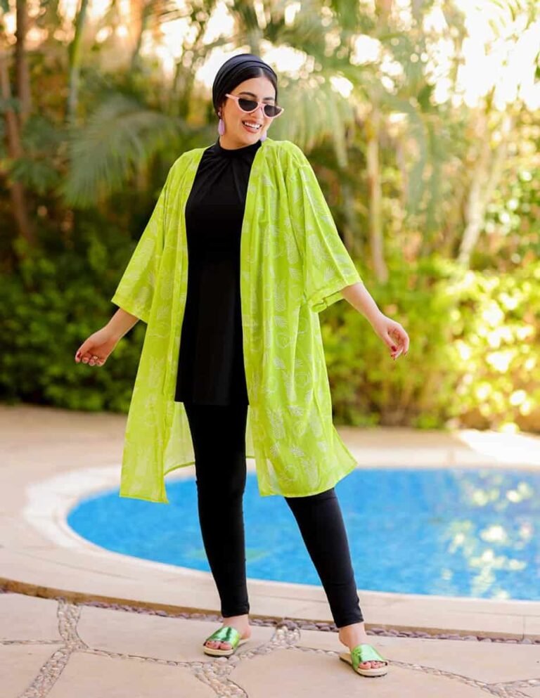 Lilya modest swimwear by the pool